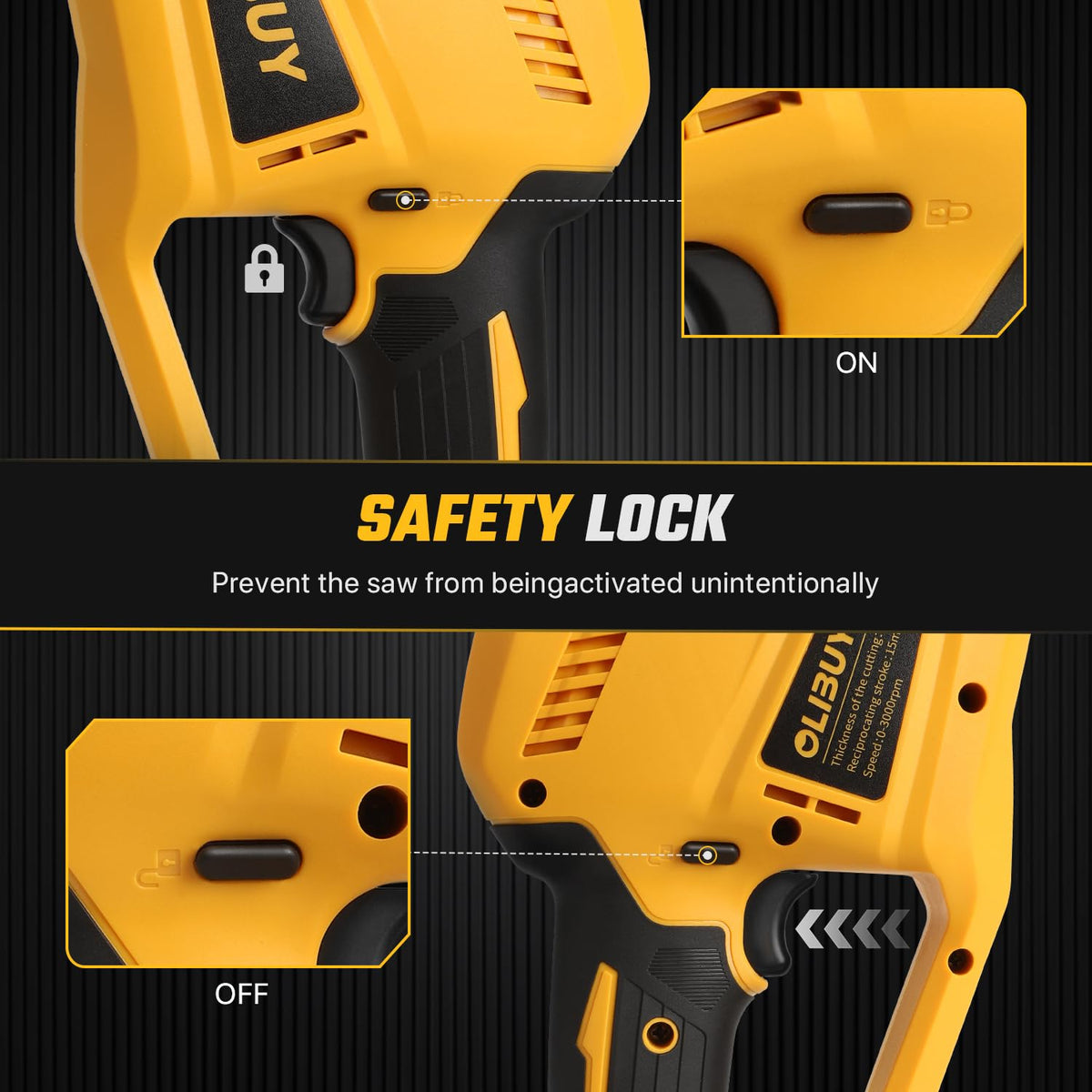 OLIBUY safety features reduce accidental starts for safer operation.