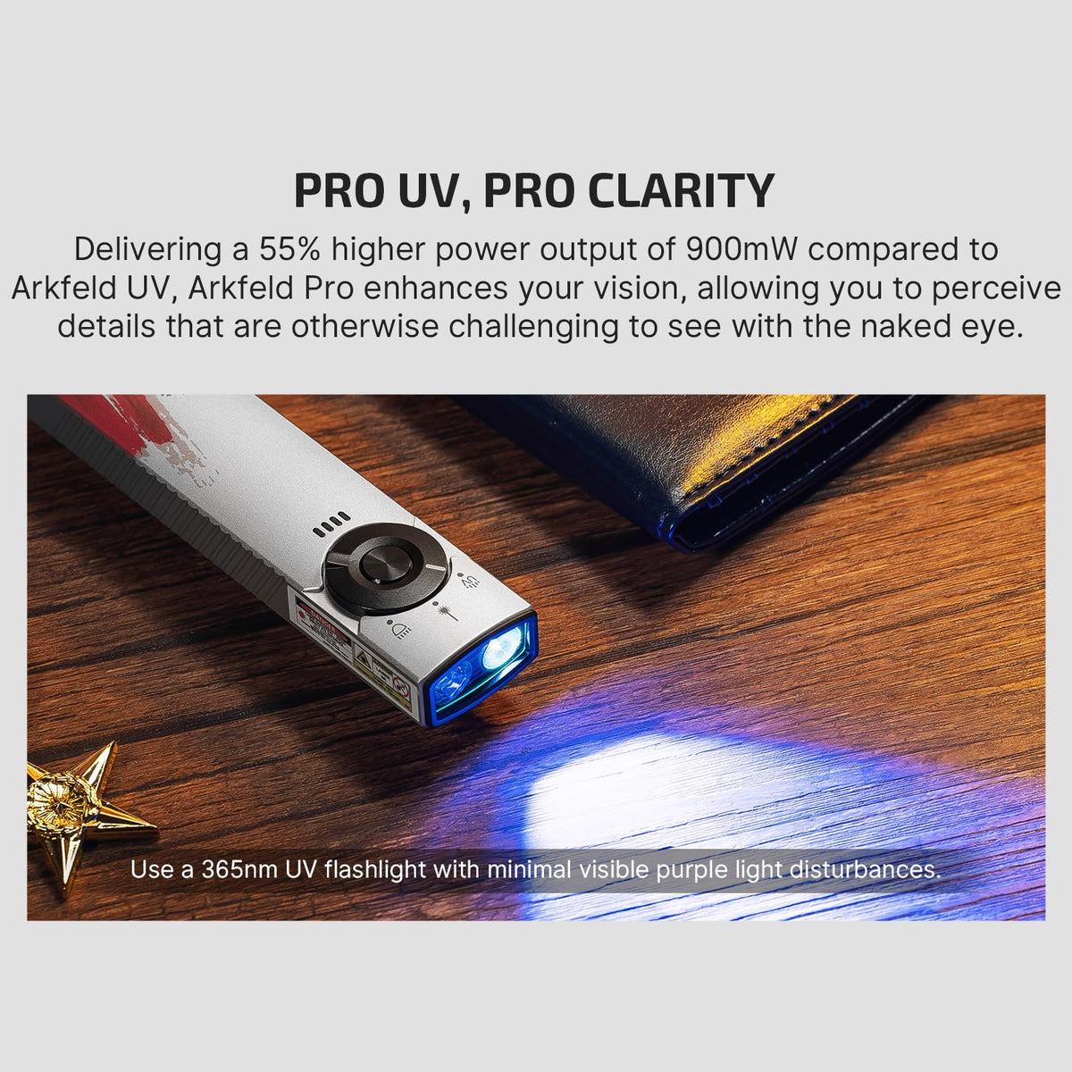 OLIGHT Arkfeld Pro battery indicator shows five levels for power awareness.