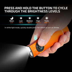OLIGHT Arkfeld Pro battery indicator shows remaining power at a glance