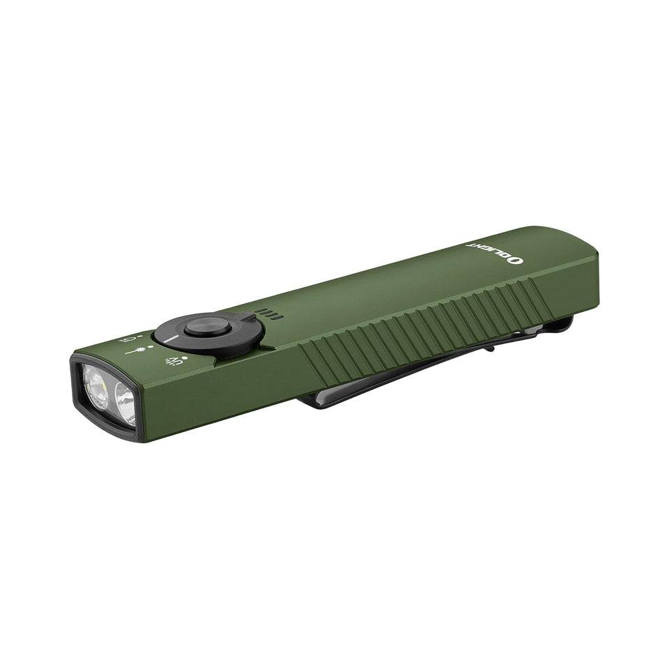 OLIGHT Arkfeld Pro UV 365nm light for detailed material inspection.