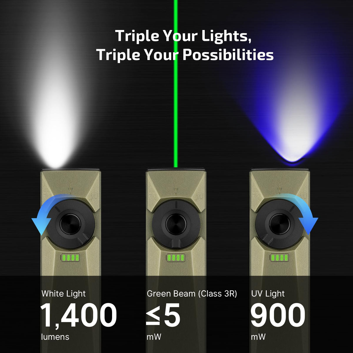 OLIGHT Arkfeld Ultra green beam highlights precise alignment and signaling.
