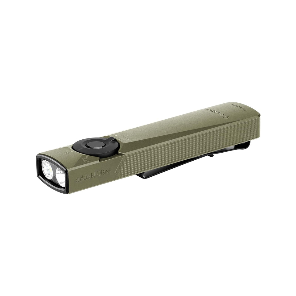 OLIGHT Arkfeld Ultra white beam shown for high-visibility outdoor tasks.