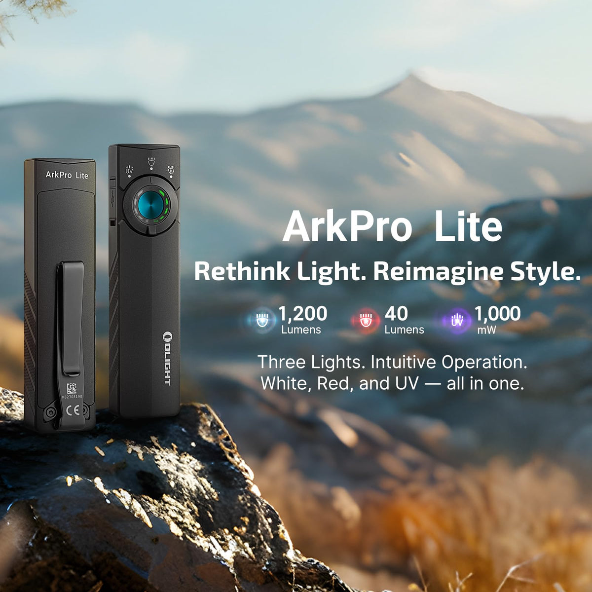 OLIGHT ArkPro Lite white 1200 lumen beam for high visibility tasks