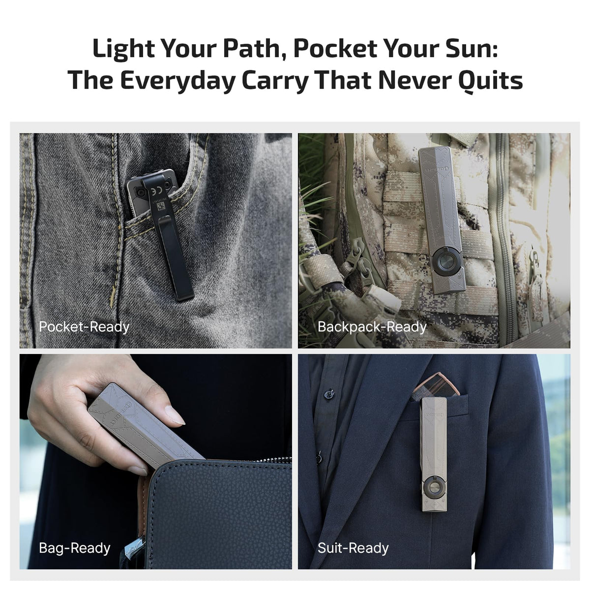 OLIGHT ArkPro pocket clip enables hands-free wear or hat use.