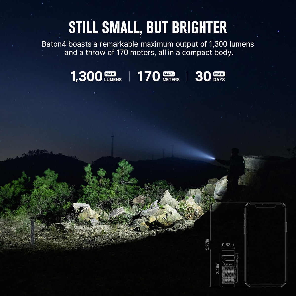 OLIGHT Baton4 with MCC cable for convenient recharging on the go