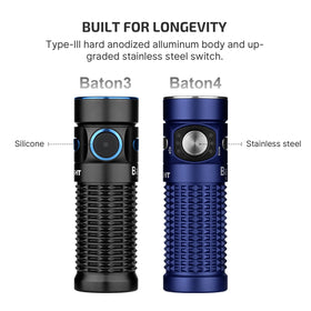 OLIGHT Baton4 metal switch provides durable, confident presses.