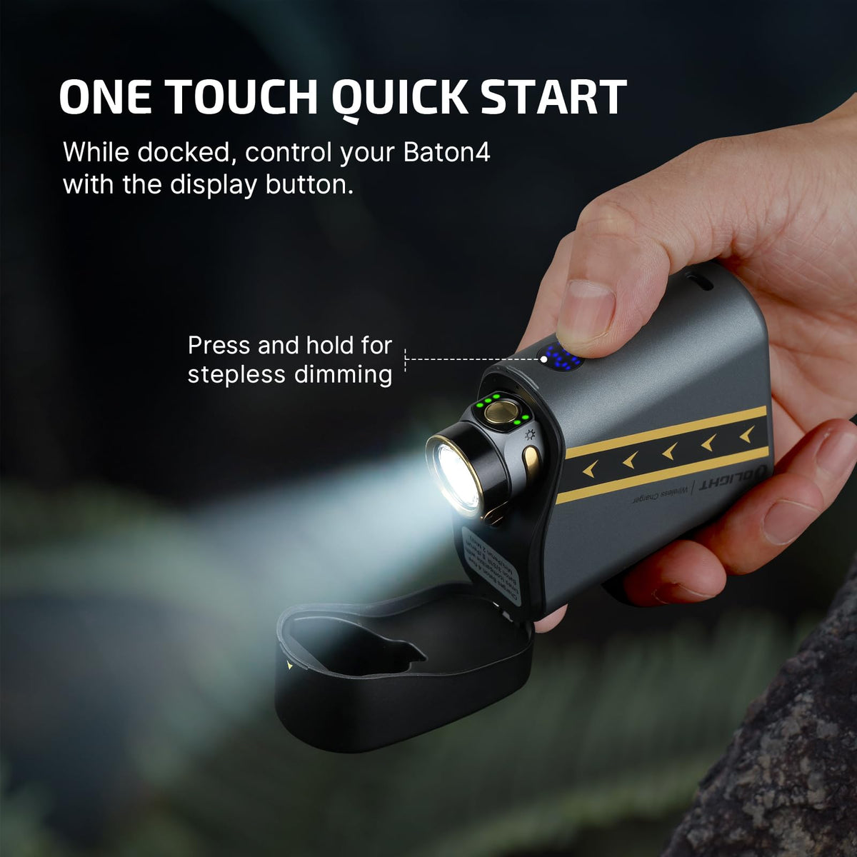 Six modes including Turbo, High, Moonlight, and Strobe for flexible use.