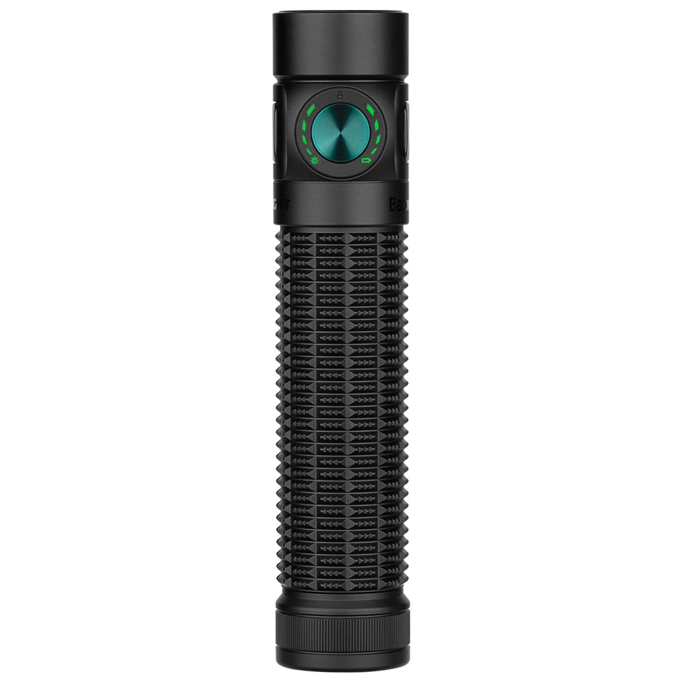 OLIGHT Baton4 Pro front view highlights compact EDC power for daily tasks and outdoor use.