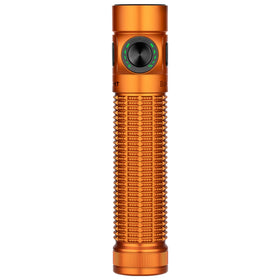 OLIGHT Baton4 Pro orange front view showing compact size and bright output