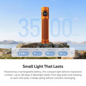 OLIGHT Baton4 Pro orange L-stand for hands-free mounting on metal
