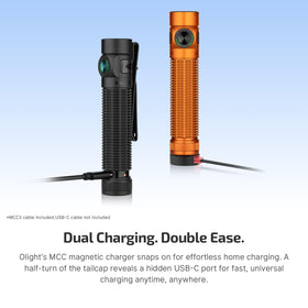OLIGHT Baton4 Pro USB-C port image highlights flexible charging options anywhere.
