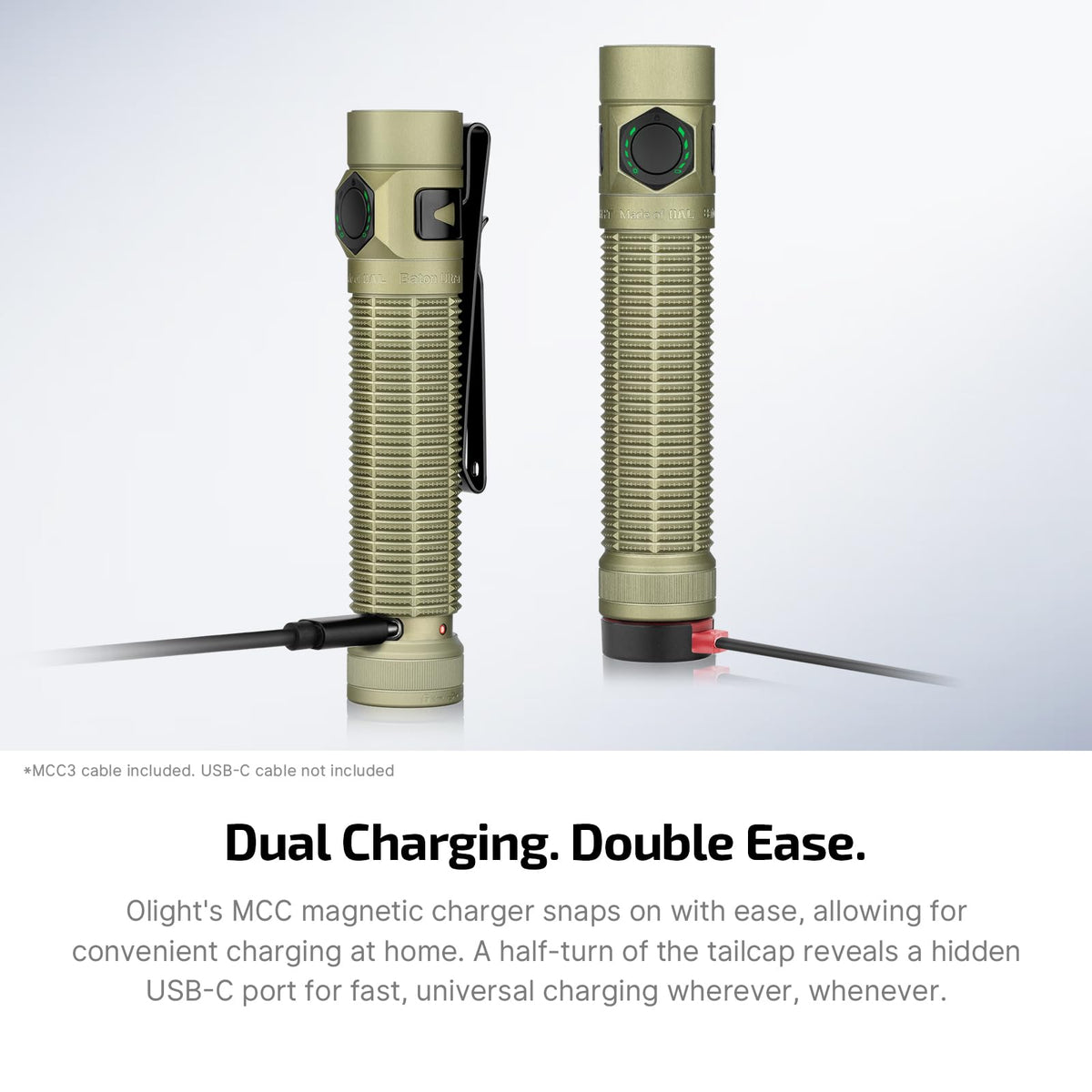 OLIGHT BatonUltra dual-switch design enables quick access to modes