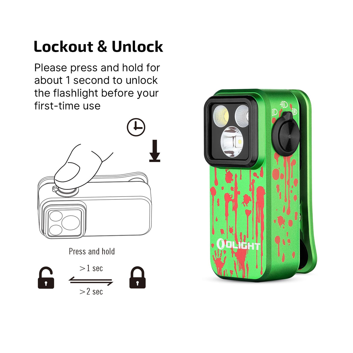 OLIGHT Clip Pro clip securely holds objects up to 14 mm thick.