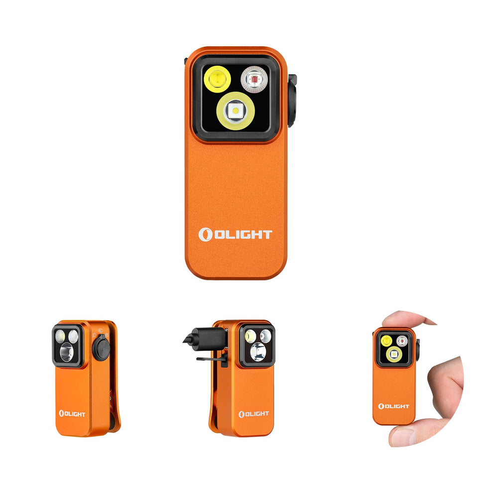 OLIGHT Oclip Pro floodlight 500lm on orange body for wide-area illumination.