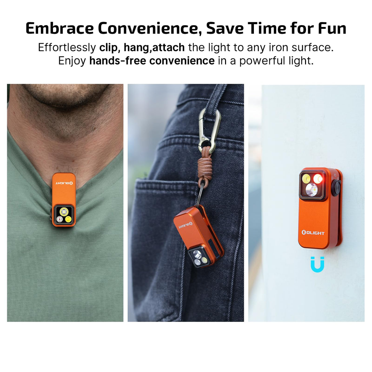 OLIGHT Oclip Pro lanyard hole and clip for secure mounting.