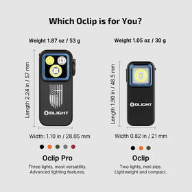OLIGHT Oclip Pro red light mode at 40/4 lm for discreet night use