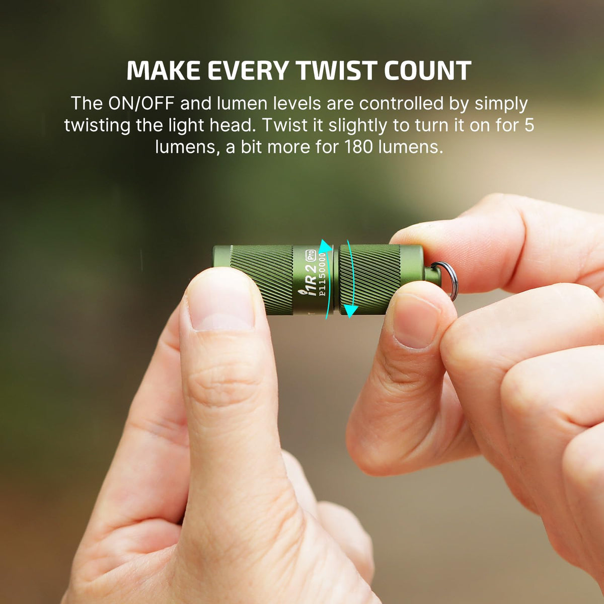 Twist-to-activate mechanism demonstrated on OLIGHT I1R 2 Pro EOS