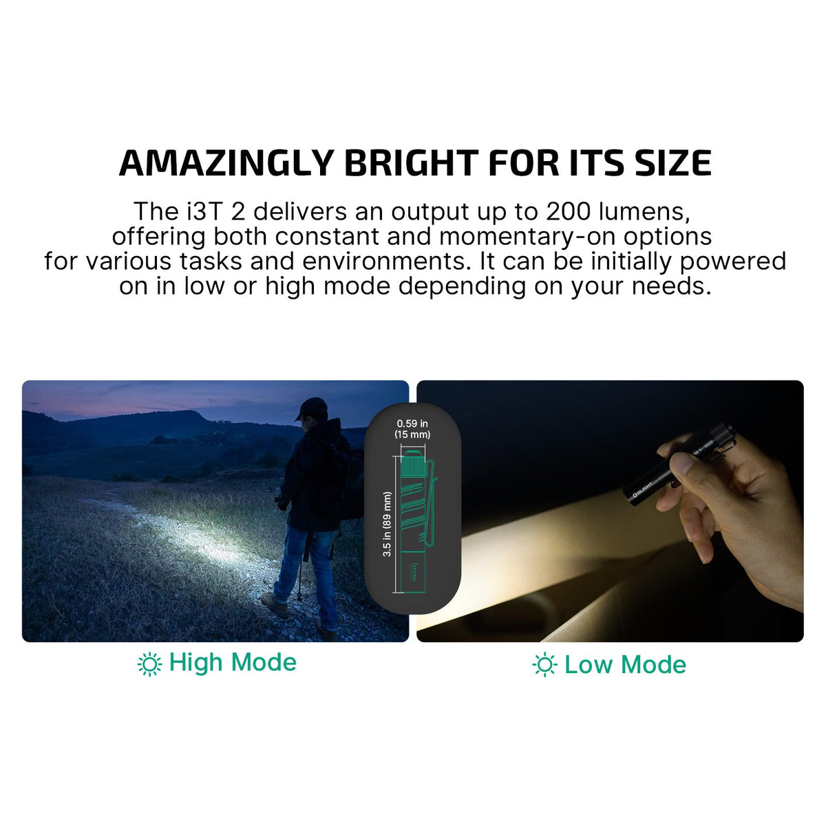 OLIGHT I3T 2 EOS compact in hand for easy pocket EDC.