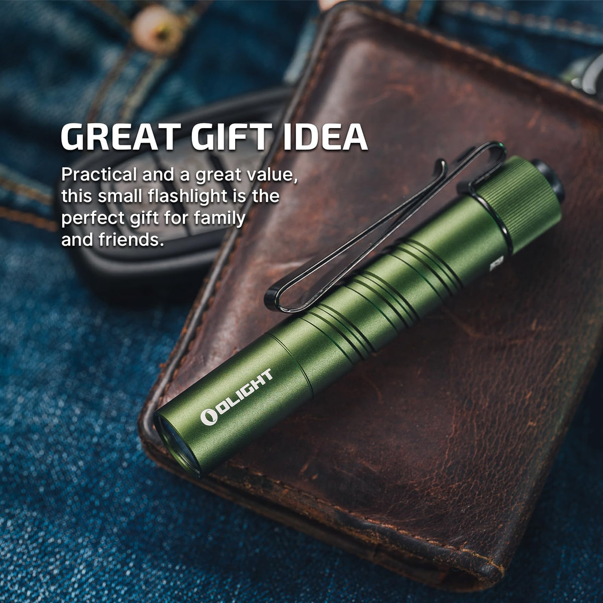 OLIGHT I3T 2 EOS hands-free clip for belts and gear.