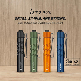 OLIGHT I3T 2 EOS tail switch close-up for quick mode changes.