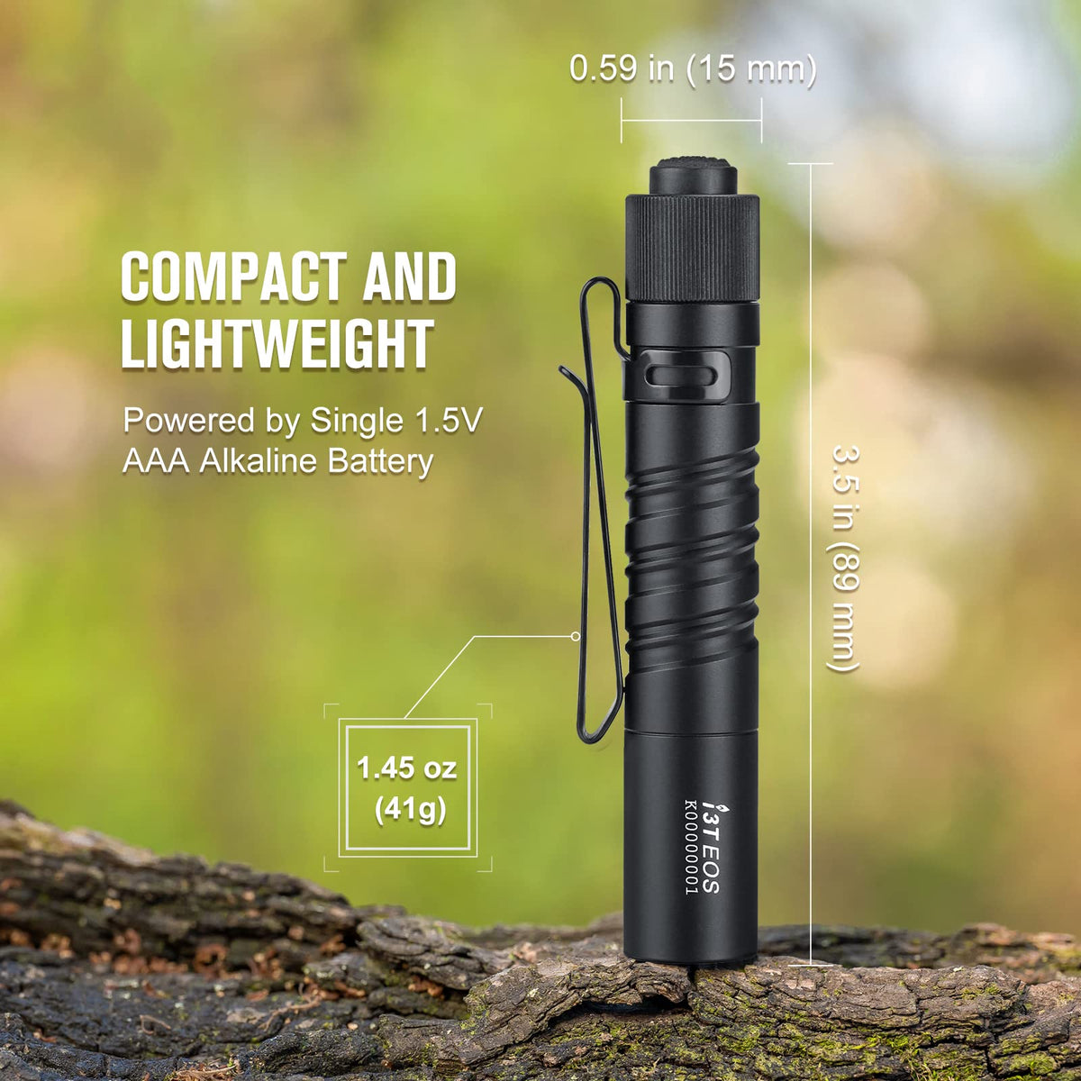OLIGHT I3T EOS compact size and light weight for everyday carry.