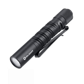 OLIGHT I3T EOS front view showing compact flashlight and 180-lumen beam.