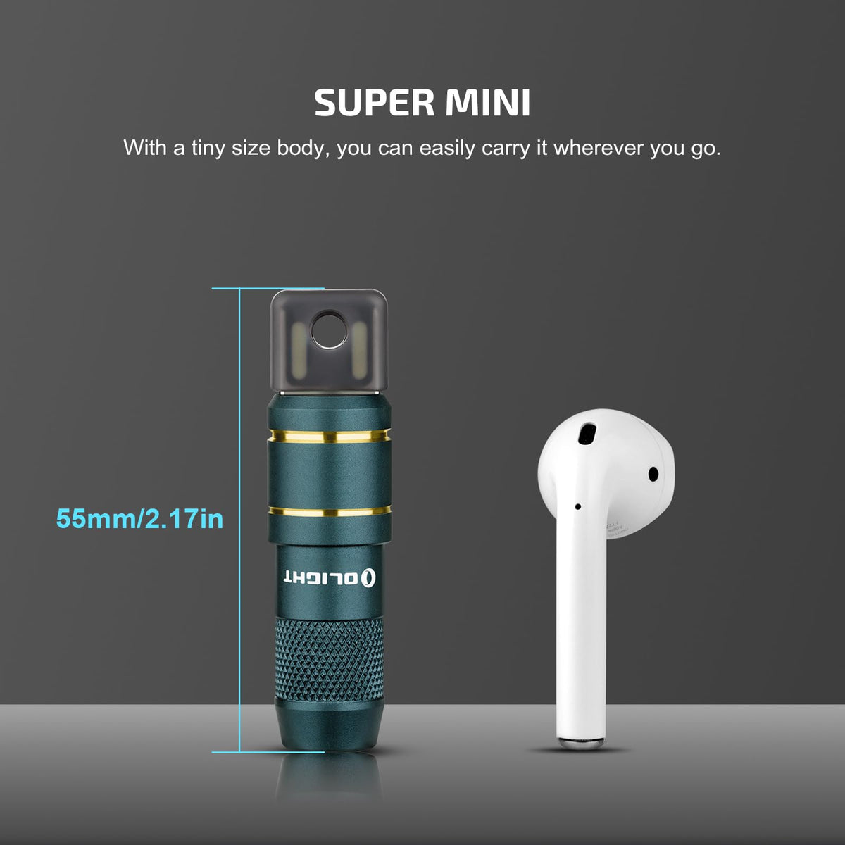 OLIGHT IMINI 2 aluminum body provides durable lightweight construction.