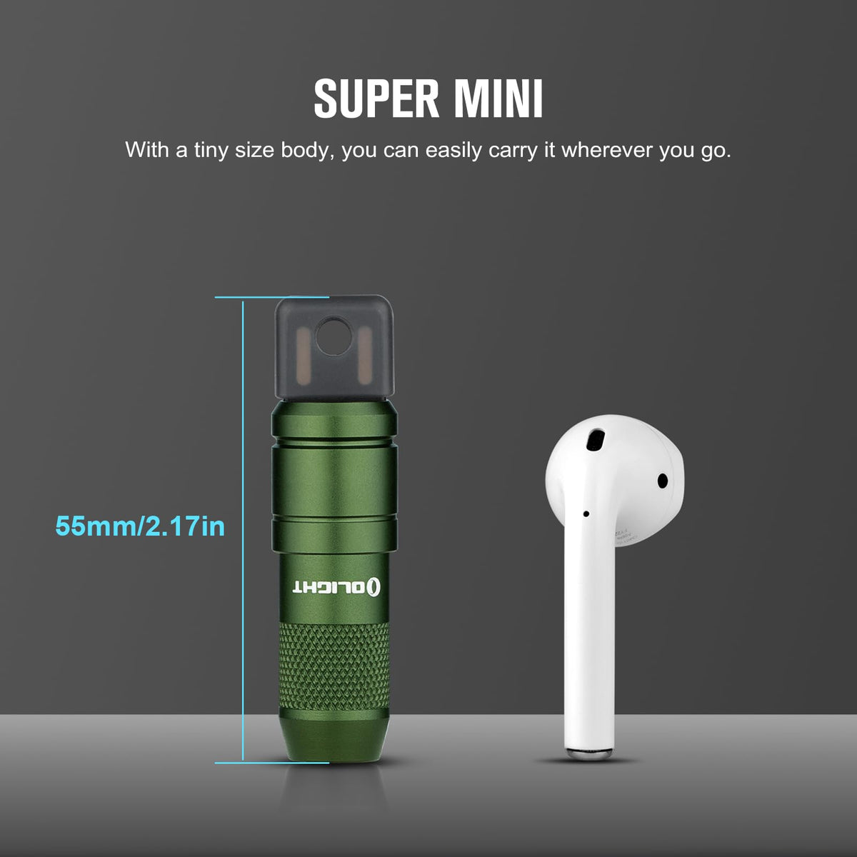 OLIGHT IMINI 2 EDC aluminum body with 1.5 m drop resistance.