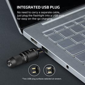 OLIGHT IMINI 2 magnetic base for hands-free use on metal surfaces.