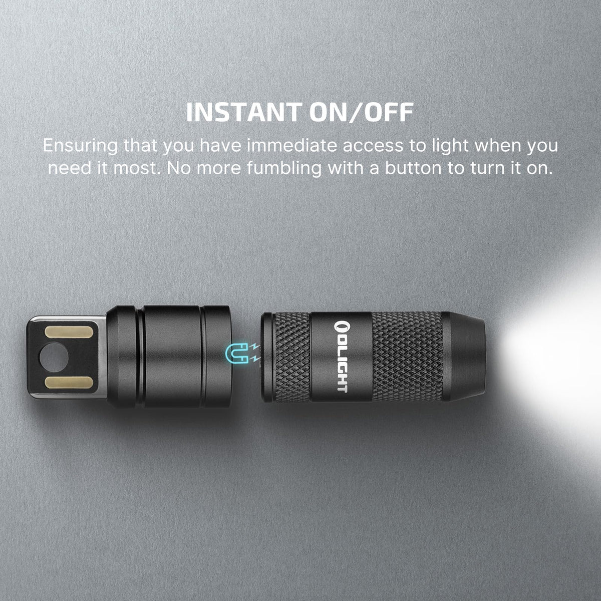 OLIGHT IMINI 2 tail USB charging port for quick recharges on the go.