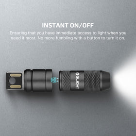 OLIGHT IMINI 2 tail USB charging port for quick recharges on the go.
