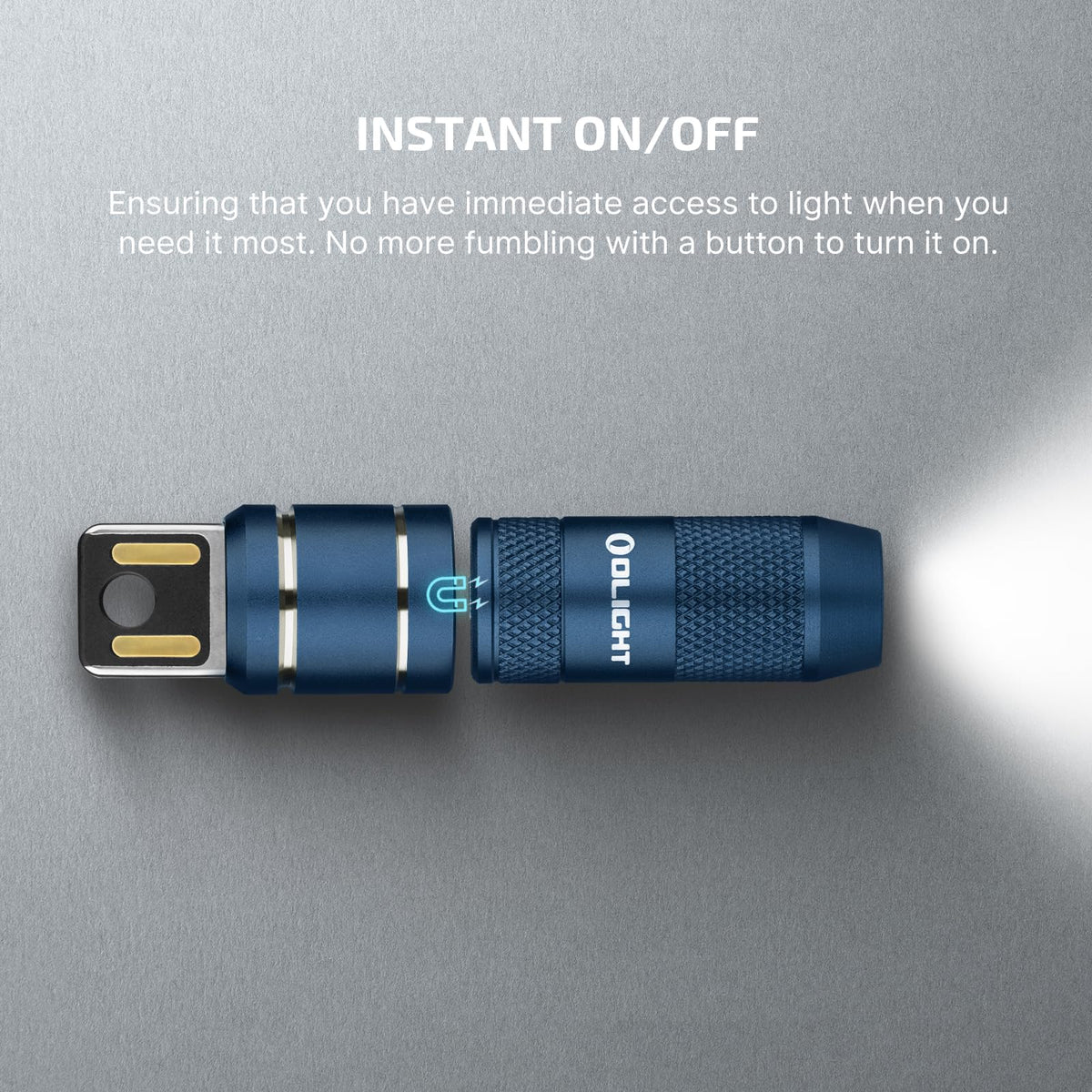 OLIGHT IMINI 2 USB-tail recharge port enables fast charging in minutes.