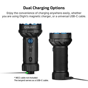 OLIGHT Marauder Mini 2 dual charging options with USB-C compatibility.