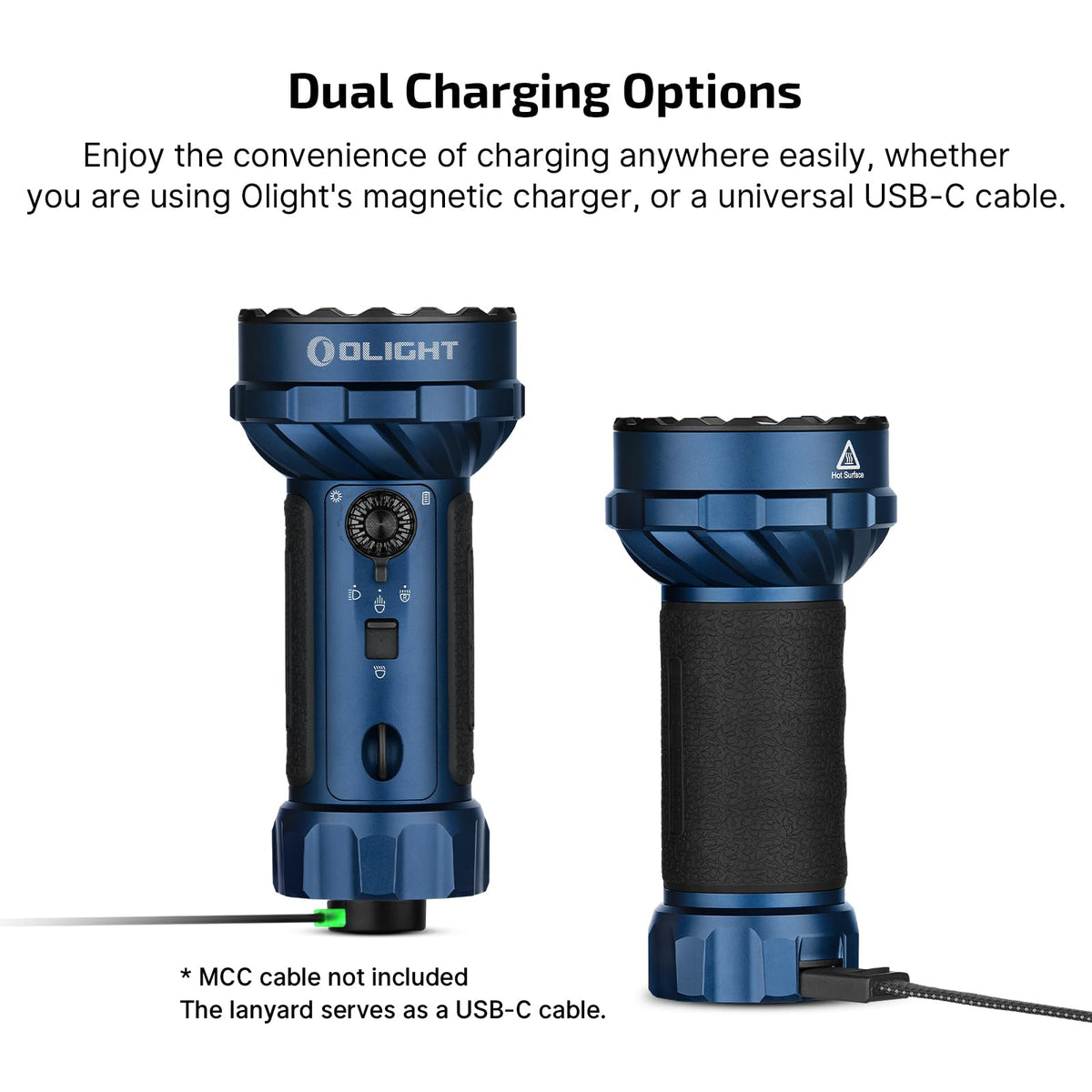 OLIGHT Marauder Mini 2 dual charging via USB-C and MCC.