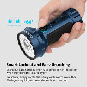OLIGHT Marauder Mini 2 triple-control hub for easy mode switching.