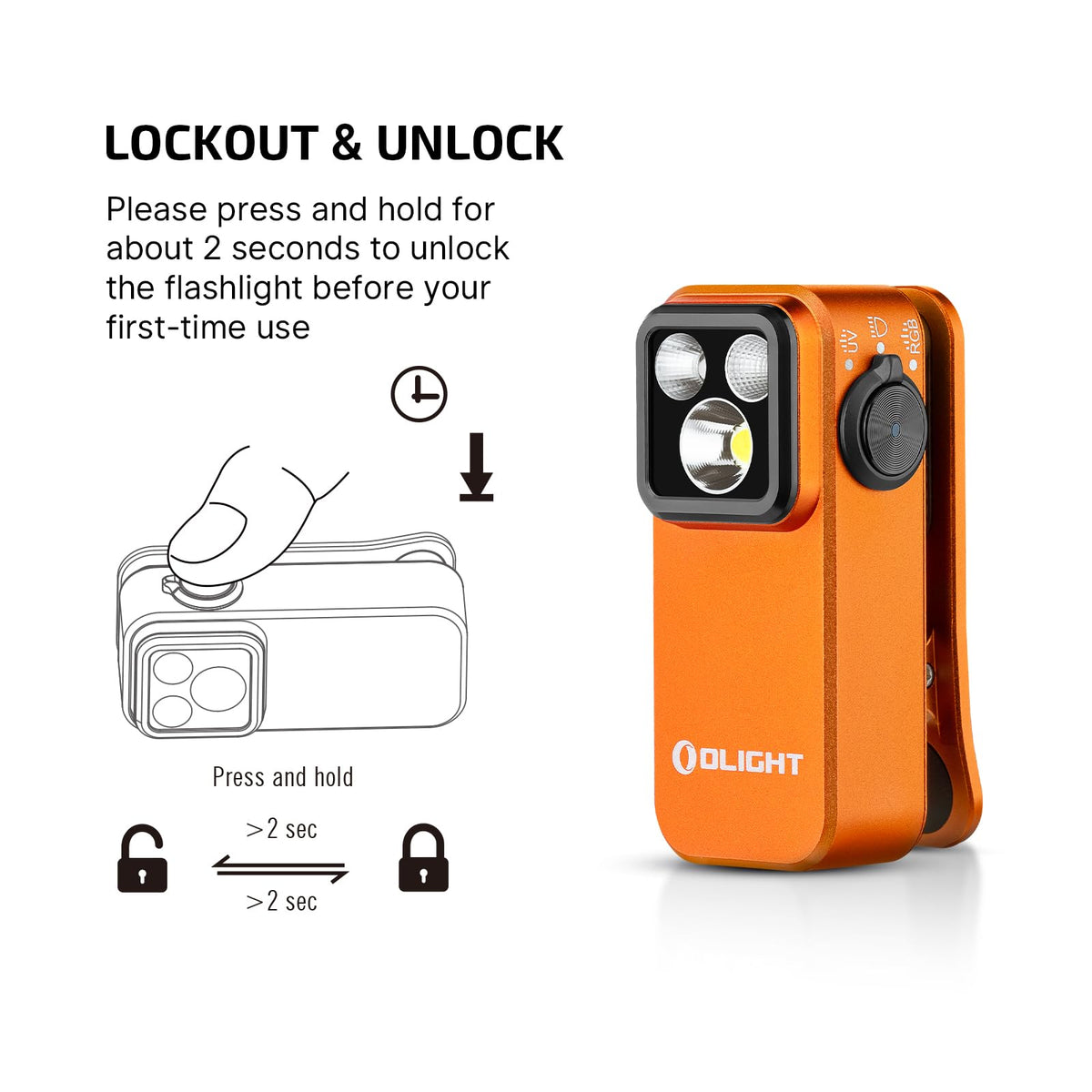 OLIGHT Oclip Pro S measures 57 × 28 × 27 mm for compact carry.