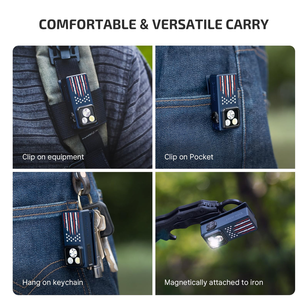 OLIGHT Oclip Ultra clip, magnet, and hanging options for versatile carry