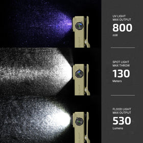 OLIGHT Oclip Ultra spotlight beam demonstrating long-range visibility for distant targets.