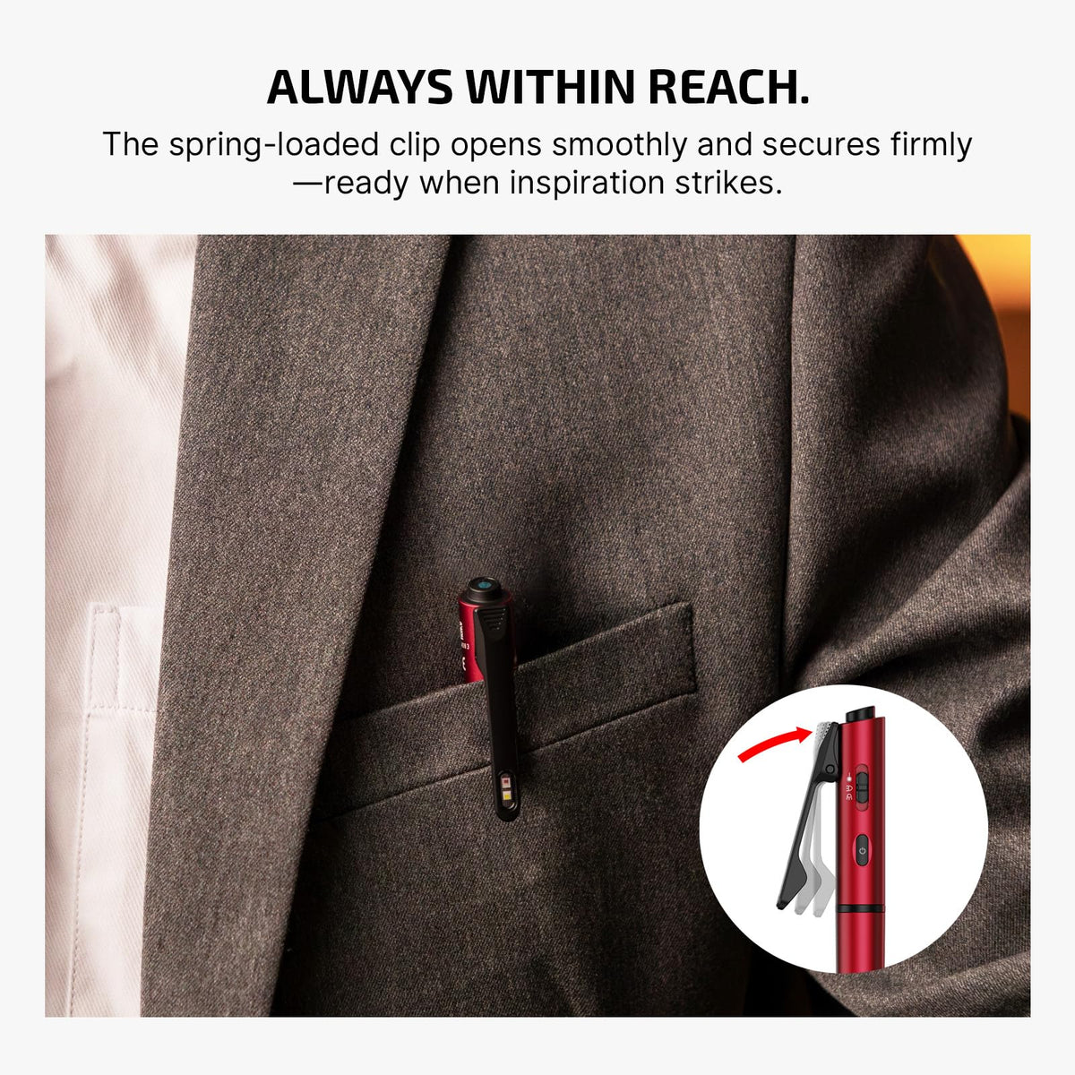 OLIGHT O'Pen 3 textured grip for comfortable long writing sessions