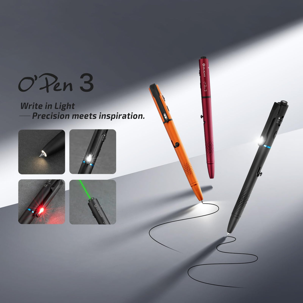OLIGHT O'Pen 3 white clip light illuminates documents for writing tasks