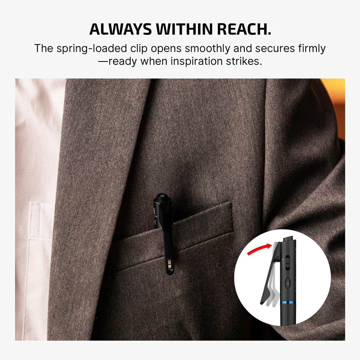 OLIGHT O'Pen 3 meteor-shower-textured grip provides secure hold