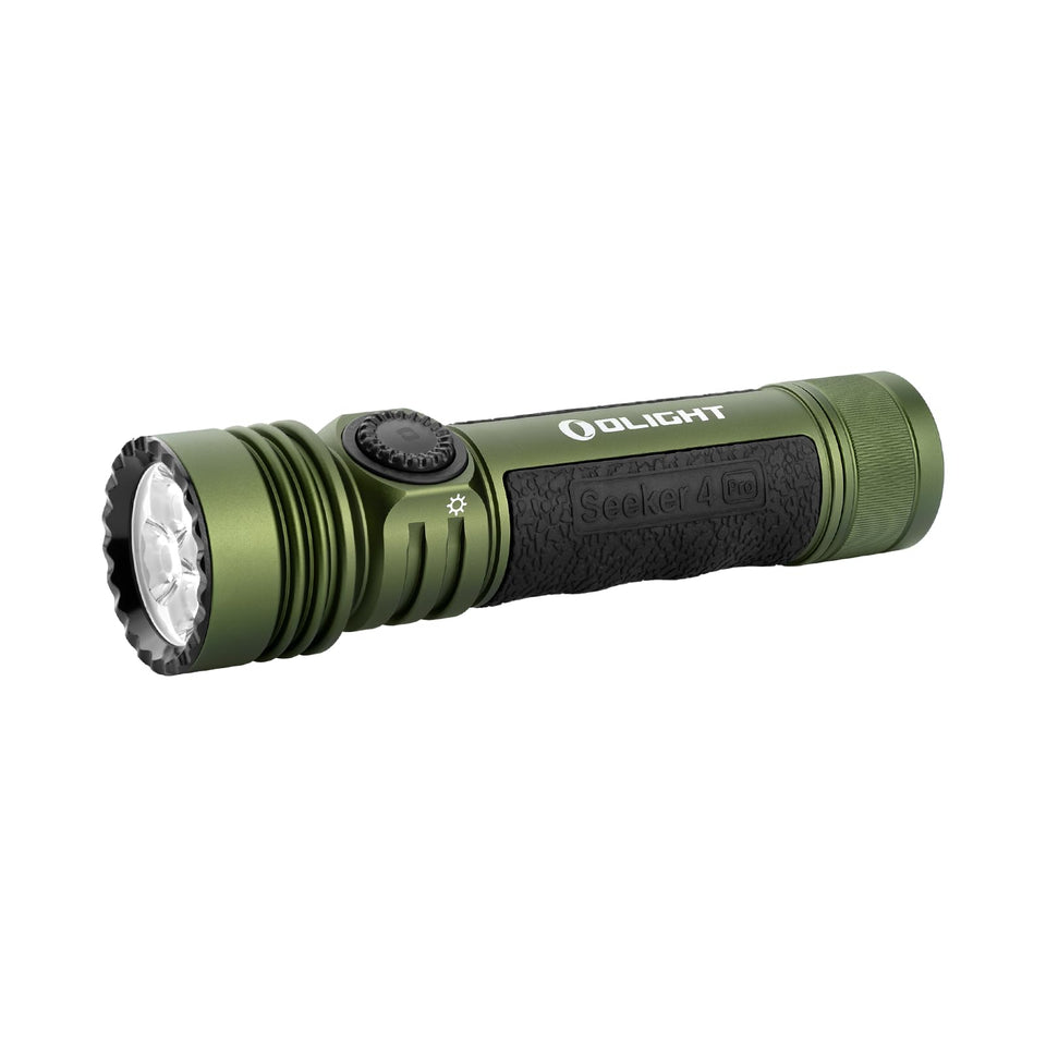 OLIGHT Seeker 4 Pro front view in OD Green for outdoor tasks