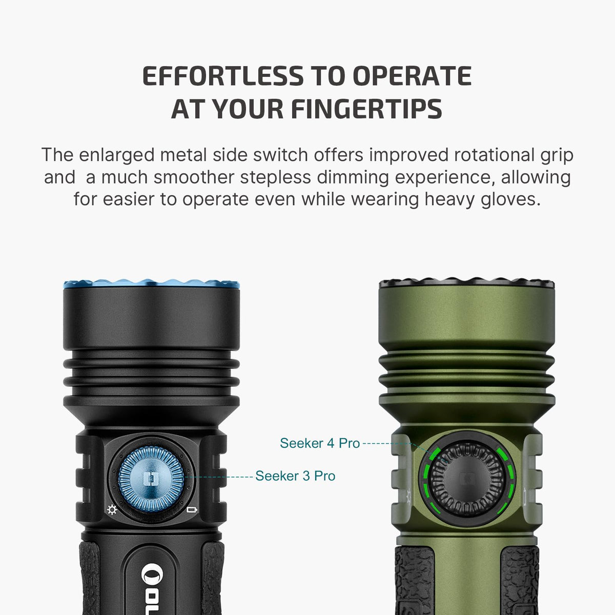 OLIGHT Seeker 4 Pro in use with gloves outdoors