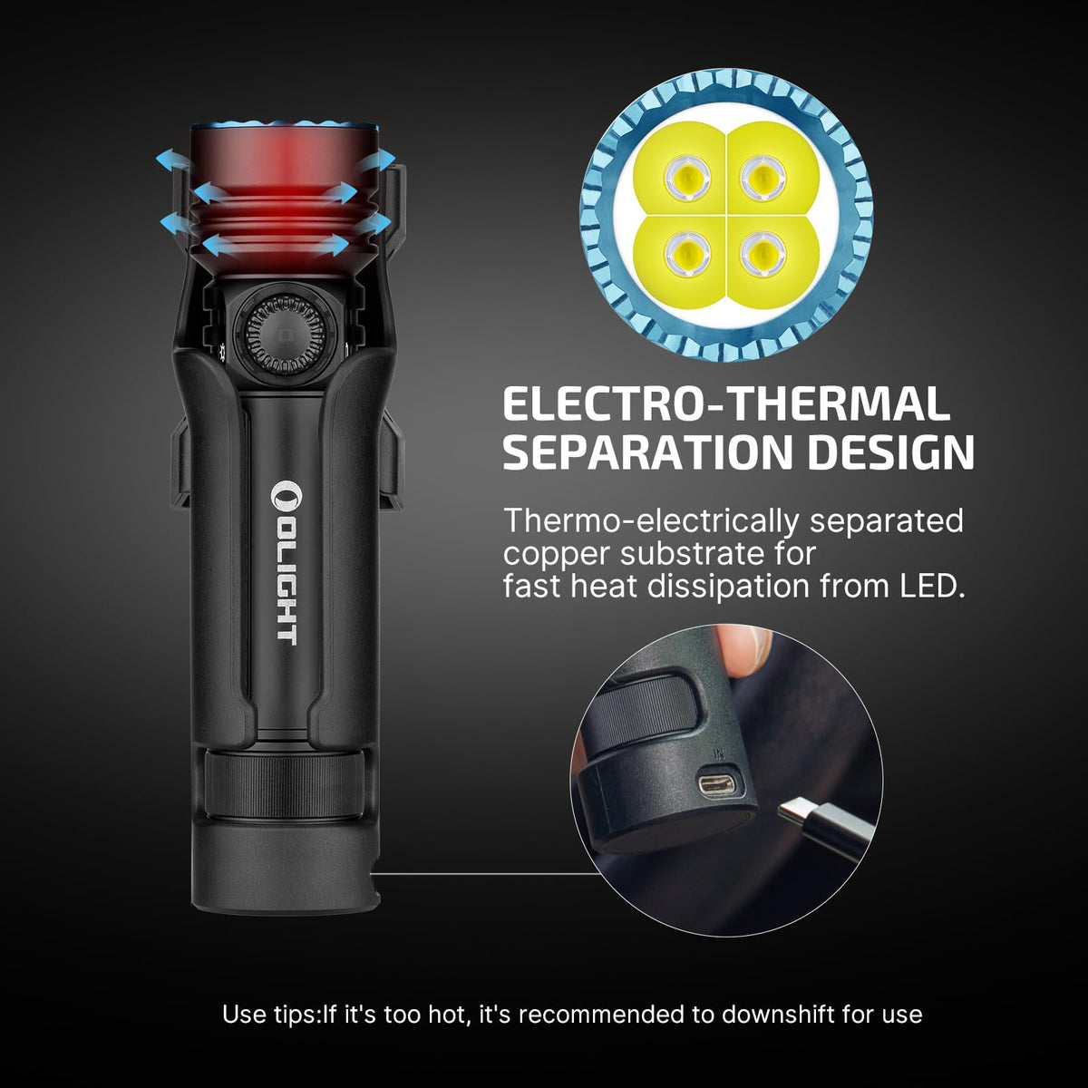 OLIGHT Seeker 4 Pro IPX8 waterproof design withstands rain and immersion