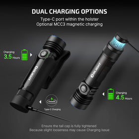 OLIGHT Seeker 4 Pro magnetic MCC3 charging offers flexible power options