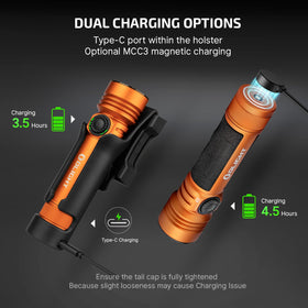 OLIGHT Seeker 4 Pro magnetic charging with MCC3 speeds up power top-ups