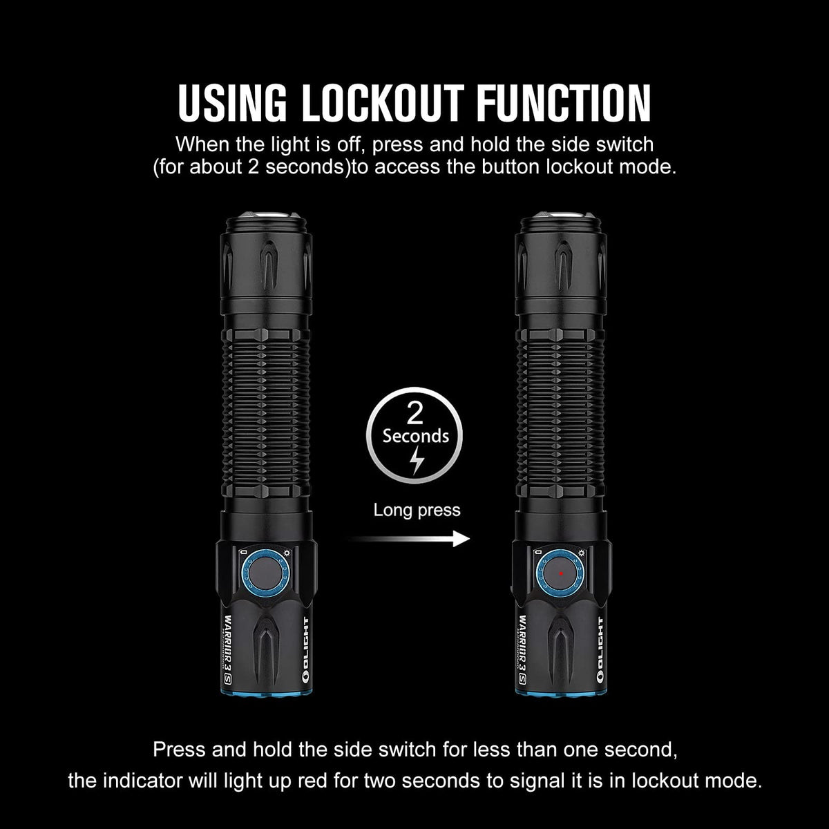 olight Warrior 3S nylon holster allows safe, hands-free carry