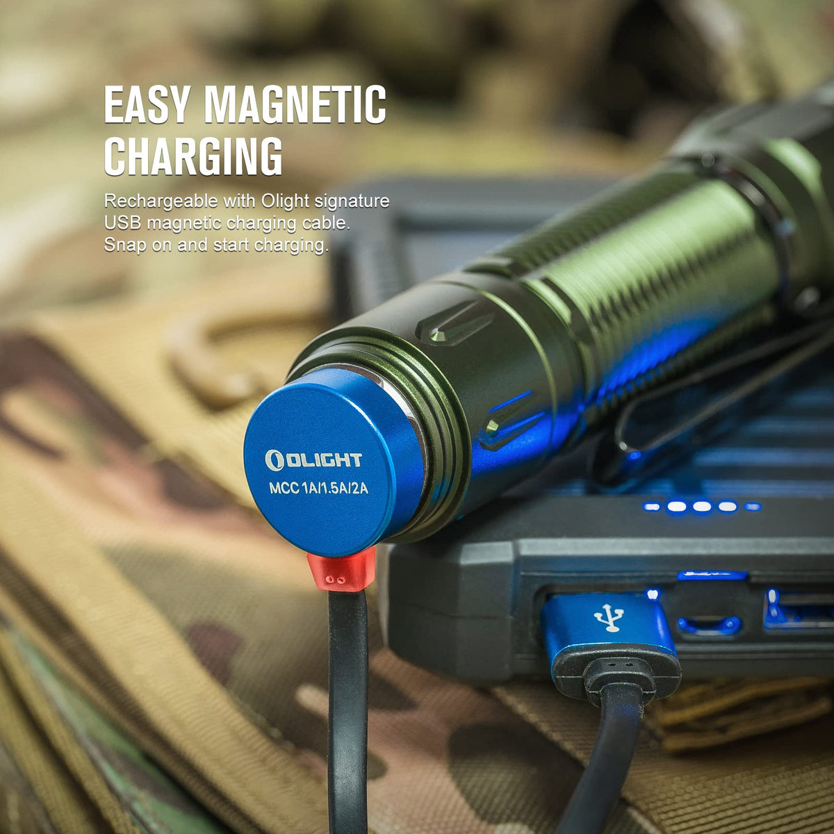 OLIGHT Warrior 3S with TIR optic lens for focused beam.