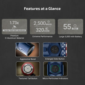 OLIGHT Warrior Ultra 320m throw highlights long-distance visibility.