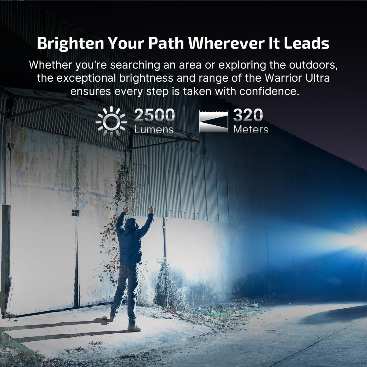 OLIGHT Warrior Ultra proximity sensor enables automatic dimming for safety.